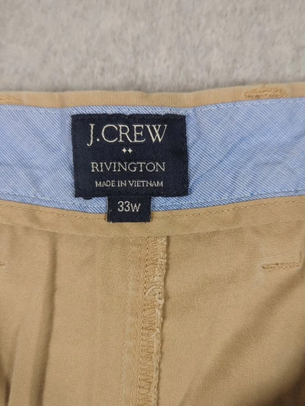 J Crew Shorts Mens 33 (Actual 32) Tan Rivington Flat Front chino Pockets Casual